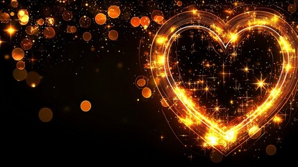 Canvas Print - Shimmering Heart Shape with Golden Sparks on Dark Background