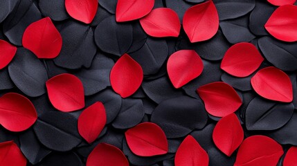 Poster - Red and Black Petals: A captivating abstract image featuring a close-up arrangement of red and black petals, creating a visually striking contrast and texture.