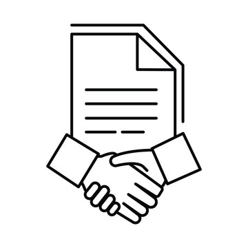 Business contract line icon. Handshake, partner, document. Business concept. Vector illustration can be used for topics like business, partnership