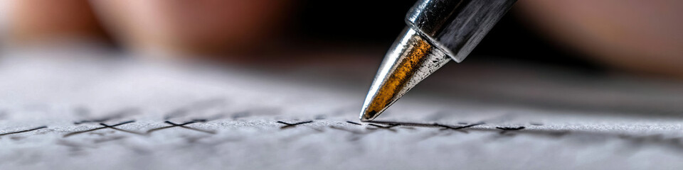 Wall Mural - Close-up of Pen Tip on Written Paper