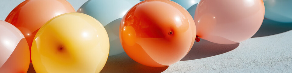 Poster - Pastel Balloons on Light Blue Surface