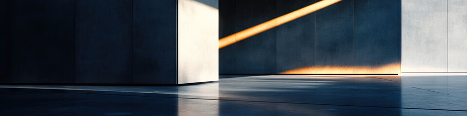 Wall Mural - Interior Space with Concrete Walls, Floor, and Sunlight