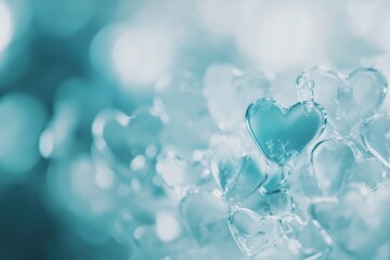 Poster - Aqua Hearts Abstract Background Soft Romantic Texture
