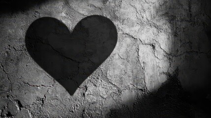 Poster - Black Heart Shadow on Grunge Wall