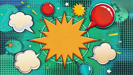 Poster - Colorful Comic Speech Bubbles and Explosions in Vibrant Design