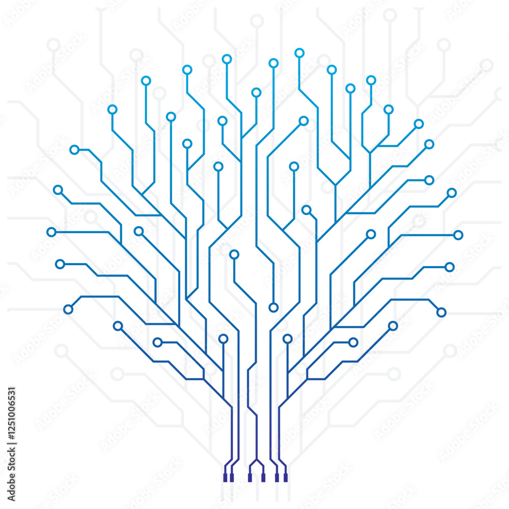 Abstract Creative Modern Circuit Board Technology Tree Vector Design on ...