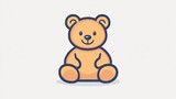 116.A clean, simple vector illustration of a teddy bear, outlined in thin black strokes, with editable paths. The bear is depicted sitting, with a soft smile and round ears. The icon is minimalistic,