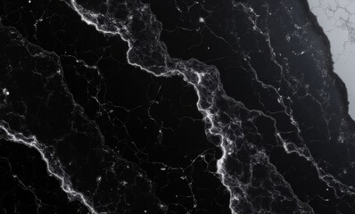 Sticker - Elegant black marble with white veins.