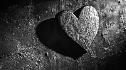 Poster - Monochrome Heart Shaped Stone on Textured Ground