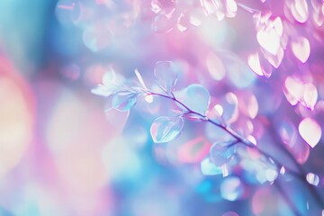 Poster - Pastel Pink and Blue Leaves Soft Focus Photography