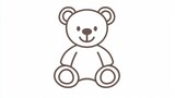 120.A stylized, editable vector outline of a teddy bear, with clear and smooth lines. The teddy bear icon is isolated on a white background, making it versatile for use in apps, websites, or other