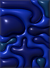 Aufkleber - Various blue shapes with shiny smooth surface, 3D rendering illustration