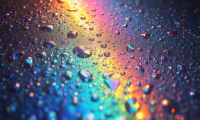 Wall Mural - Colorful droplets on a vibrant surface