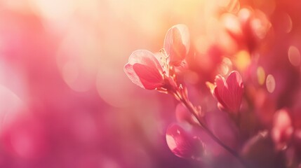 Poster - Pink Flower Buds in Soft Sunlight