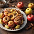 © Kingphet - A warm dessert platter with baked apples and star anise , dessert, platter