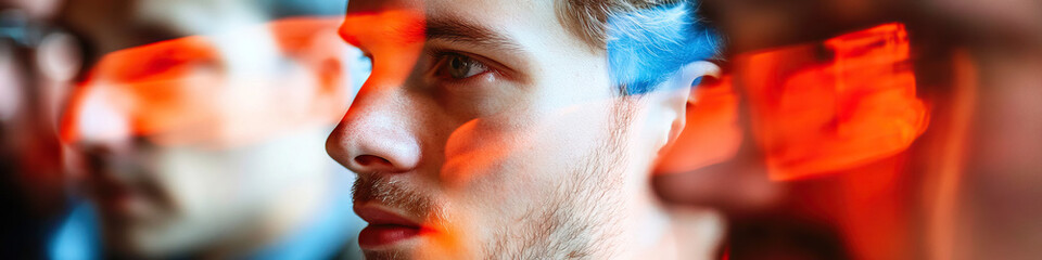 Poster - Profile Portrait with Overlapping Light Streaks