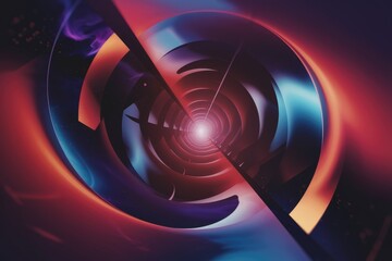 Wall Mural - Abstract vibrant tunnel artwork with swirling colors and glowing light at the end, creating a sense of depth and movement.