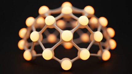 Poster - A glowing, spherical structure made of interconnected nodes, resembling a molecular or atomic model, set against a dark background.