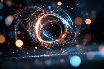 Poster - Vibrant swirling lights creating a mystical portal effect in dark space with shimmering particles