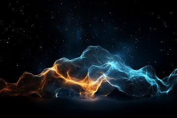Poster - Visual representation of cosmic energy in vibrant blue and orange tones against a starry backdrop