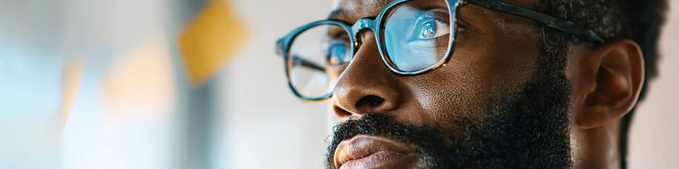 Poster - Close-up Portrait of a Black Man Wearing Glasses