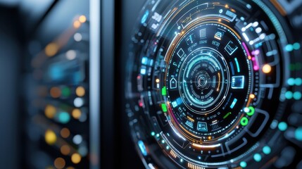 Aufkleber - A computer monitor with a large, colorful circle on it