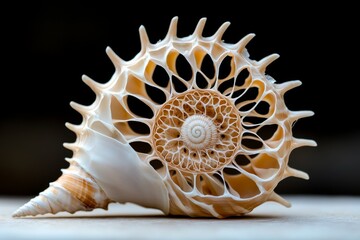 Poster - Intricate spiral shell showcasing natural patterns and textures for decorative purposes