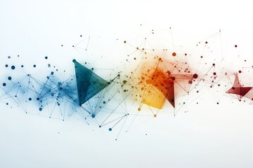 Aufkleber - Colorful abstract geometric shapes and lines create a dynamic visual pattern on a light background