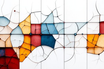 Poster - Colorful abstract glass design with cracks and artistic shapes in modern architecture