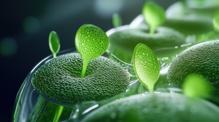 Poster - A close up of green plants with a clear glass container