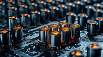 Aufkleber - A close up of a circuit board with many small glowing lights
