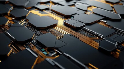 Aufkleber - A close up of a black and orange electronic circuit board