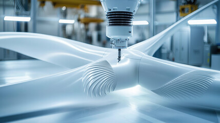 Aufkleber - A machine is carving a piece of white plastic