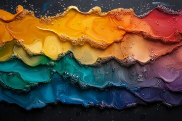 Poster - Swirling colors and bubbles create a vibrant abstract pattern on a dark background