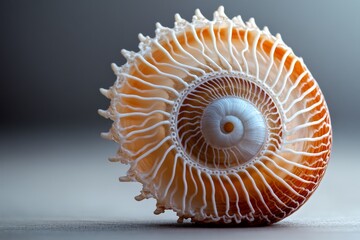 Poster - Stunning nautilus shell showcasing intricate patterns and natural beauty in soft lighting
