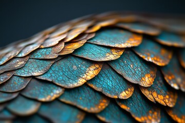 Poster - Detailed texture of colorful scales highlighting the beauty of nature in close-up