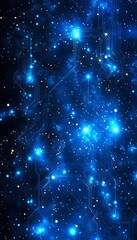 Poster - futuristic blue tech background, flowing digital circuits, and bright light points design
