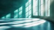 © Nguyen - Trendy mint colored abstract background with light and shadows, caustic effect. Light passes through a glass, showcasing the color trend.