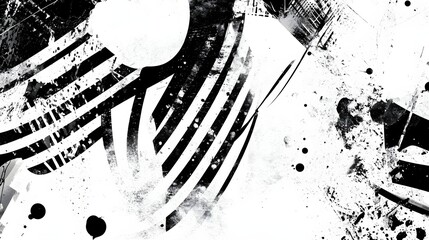 Aufkleber - Dramatic Monochrome Geometric Abstract with Explosive Splatter Textures  Bold modern and visually captivating design with dynamic lines shapes