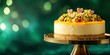 © Pixels  - A rich and creamy passion fruit cheesecake for Valentineâ€™s Day, topped with fresh passion fruit pulp and a few heart-shaped edible sugar decorations. The cheesecake sits