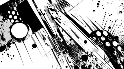 Poster - Dramatic moody and powerful abstract background featuring chaotic monochrome ink splatter patterns bold brushstrokes and distorted graphic elements  This contemporary edgy