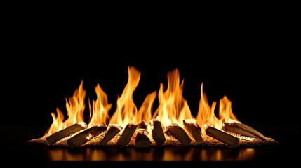 Aufkleber - Flickering Flame Backdrop   Intense Burning Fire Blazing in the Darkness with Glowing Embers and Sparks on a Dark Background  Warm Fiery Ambiance Perfect for Mood Environment and Graphic Design