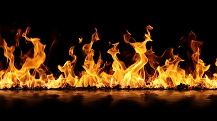 Poster - Intense Burning Flames Engulfing in Blazing Fire with Bright Orange and Red Colors Creating a Dynamic and Dramatic Background of Energy Power and Destruction