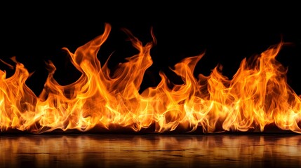 Poster - Intense flames engulfing a fiery landscape creating a dramatic scene of scorching heat and vibrant swirling oranges and reds