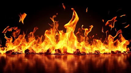 Poster - Intense Raging Firestorm of Bright Orange and Red Flames Burning Ferociously and Consuming Everything in Its Destructive Path Causing Widespread Devastation and Destruction