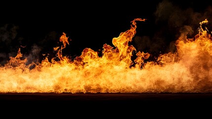 Poster - Intense Wildfire Rages with Towering Flames Consuming the Landscape and Filling the Air with Thick Billowing Smoke