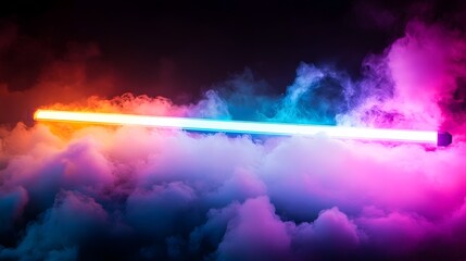 Poster - Magical smoke and light show in a mesmerizing colorful and dramatically moody atmosphere creating an ethereal surreal and fantastical visual spectacle