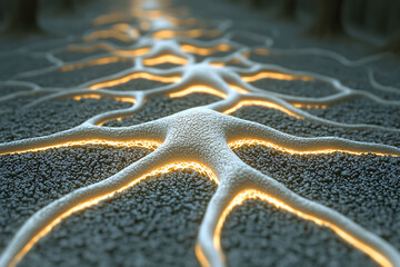 Poster - stunning closeup of a glowing neural network, perfect for science, technology, or medical concepts.
