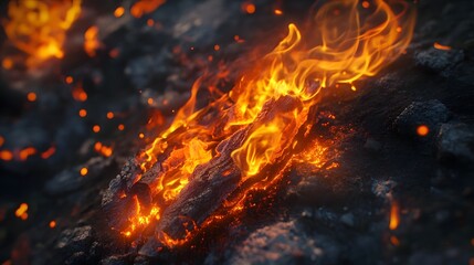 Poster - Mesmerizing fiery flames surging with intense energy and heat creating a dramatic and captivating scene of destructive power and chaos  The image showcases the raw power and beauty of fire