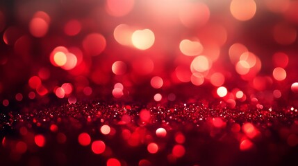 Poster - Captivating red glitter bokeh lights festive celebration digital art vibrant atmosphere close-up view enchanting aesthetic